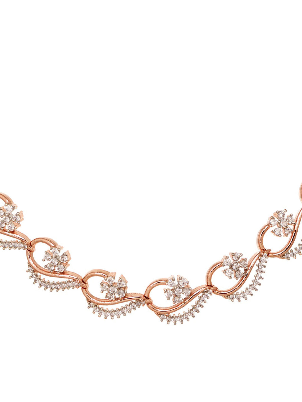 Saraf RS Jewellery Rose Gold-Polished White AD-Studded Jewellery Set | Grocsy