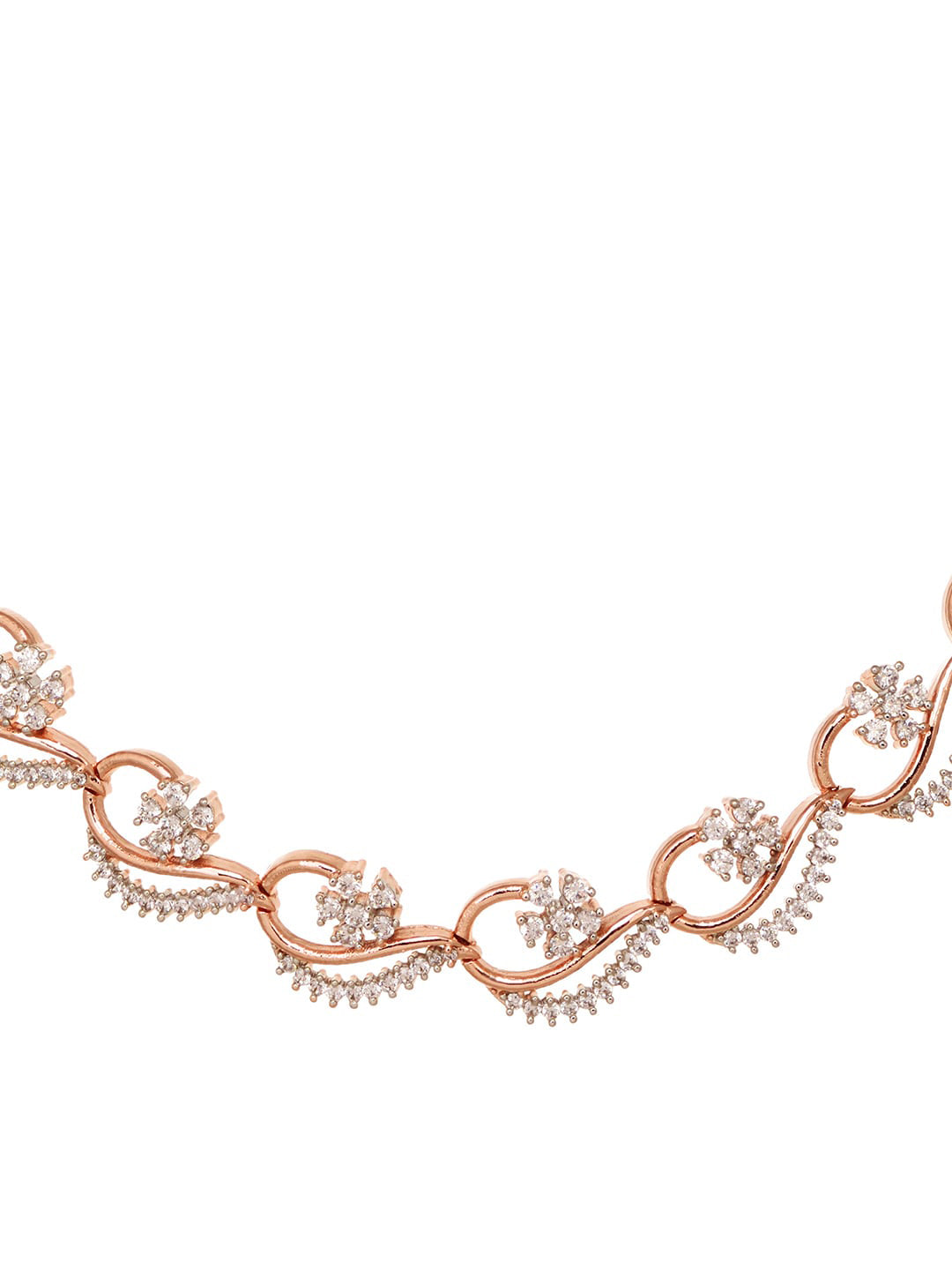 Saraf RS Jewellery Rose Gold-Polished White AD-Studded Jewellery Set | Grocsy
