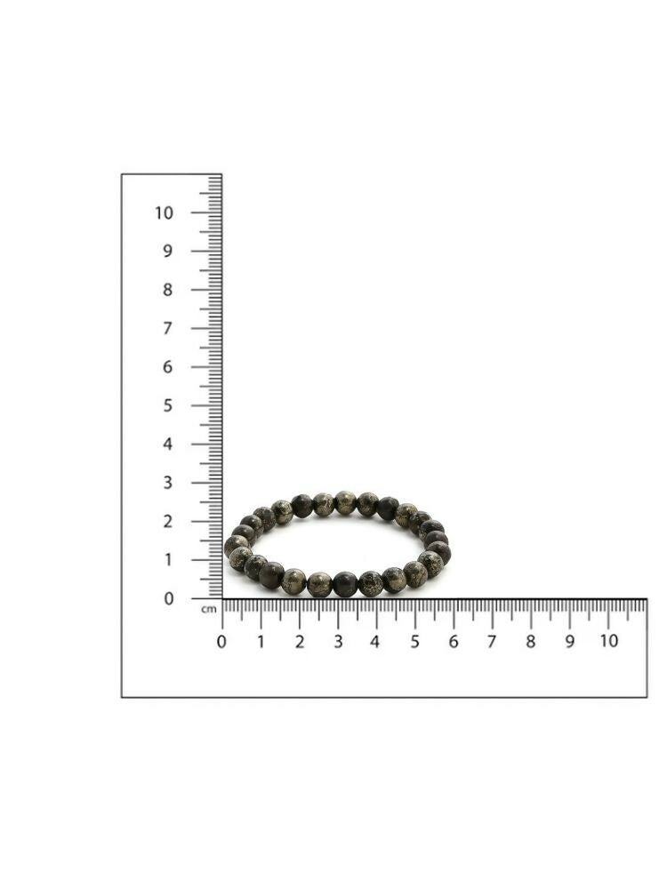 Pyrite Metal Black Round Elastic Bracelet - Ruby Raang | Grocsy