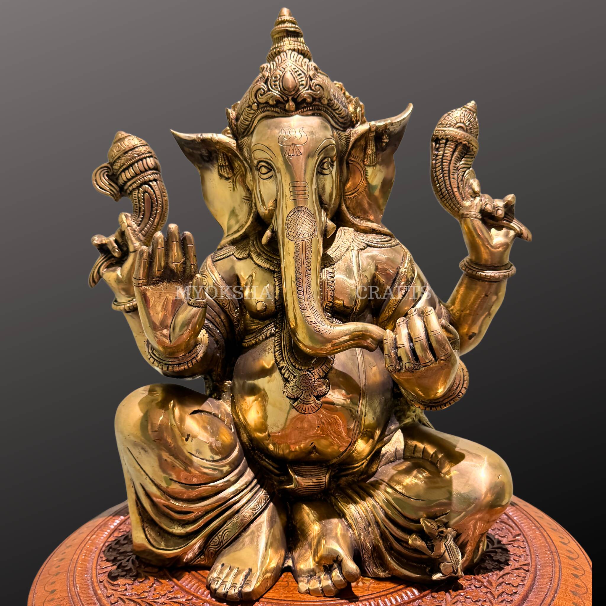 Brass Sitting Ganesha Statue | Grocsy