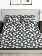 Story@home Green & White Floral Microfiber 180 TC Bedsheet With Pillow Cover | Grocsy