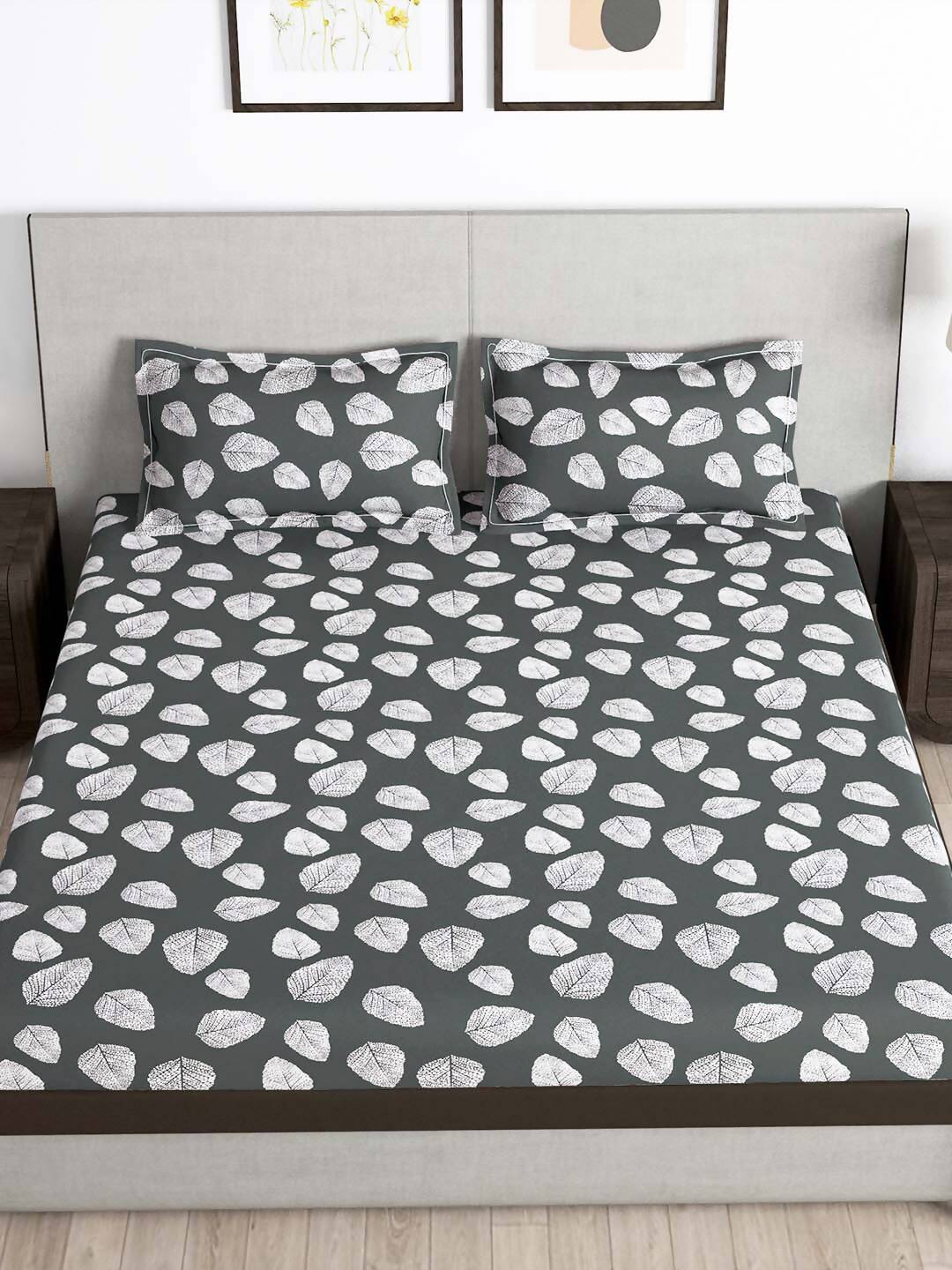 Story@home Green & White Floral Microfiber 180 TC Bedsheet With Pillow Cover | Grocsy
