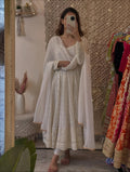 Yash Enterprise Off White Faux Blooming Party Wear Embroidery Suit Set | Grocsy