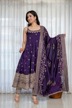 Yash Enterprise Purple Vichitra Silk Party Wear Embroidery Suit Set | Grocsy