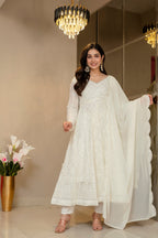 Yash Enterprise Off White Georgette Party Wear Embroidery Suit Set | Grocsy