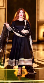 Yash Enterprise Black Rayon Cotton Embroidery Party Wear Suit Set | Grocsy
