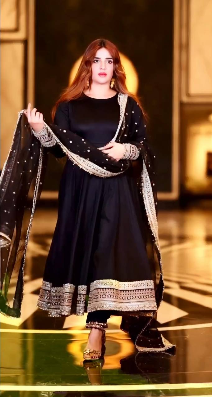 Yash Enterprise Black Rayon Cotton Embroidery Party Wear Suit Set | Grocsy