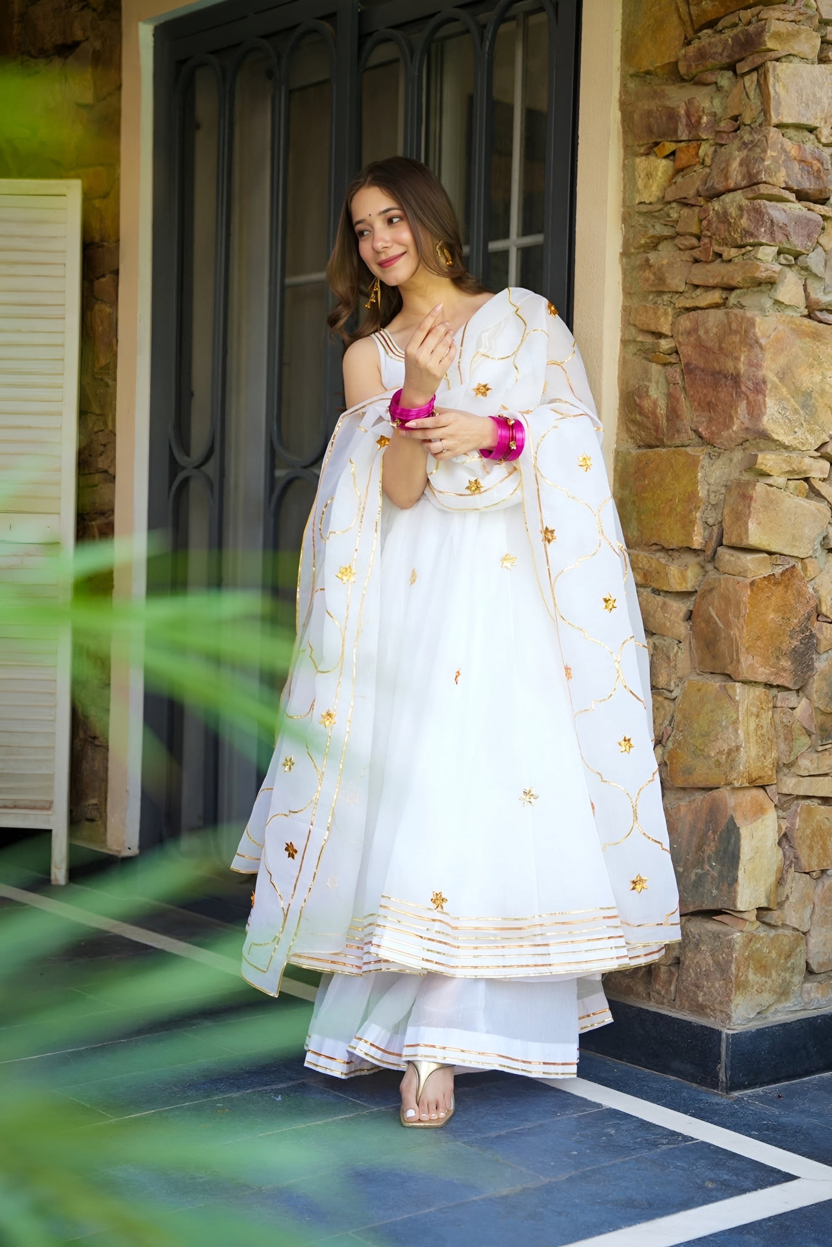 Yash Enterprise White Faux Georgette Party Wear Embroidery Suit Set | Grocsy