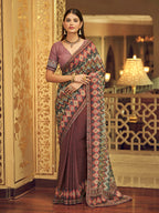 Myra Multicolour Gorgette Designer Saree | Grocsy