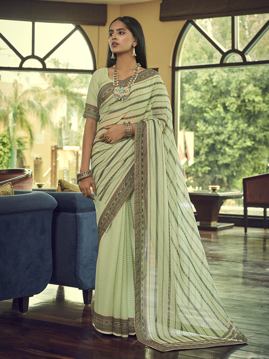 Myra Multicolour Gorgette Designer Saree | Grocsy
