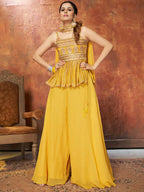 Myra Yellow Georgette Embroidered Designer Suit | Grocsy