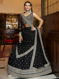 Tulsi Art Dazzling Black Sequin Embroidered Net Lehenga Choli | Grocsy