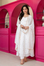 Yash Enterprise White Georgette Party Wear Embroidery Suit Set | Grocsy