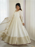 Yash Enterprise Off White Chinon Silk Party Wear Embroidery Suit Set | Grocsy