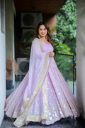 Yash Enterprise Light Purple Fux Bloomimng Silk Embroidery Suit Set | Grocsy