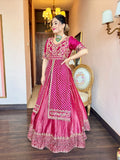 Yash Enterprise Pink Chinon Silk Party Wear Embroidery Suit Set | Grocsy