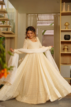 Yash Enterprise Cream Georgette Party Wear Embroidery Suit Set | Grocsy