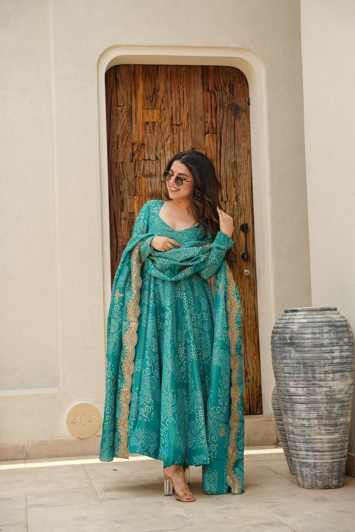 Yash Enterprise Green Maslin Fabric Digital Print Work Party Wear Suit Set | Grocsy