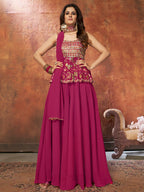 Myra Pink Georgette Embroidered Designer Suit | Grocsy