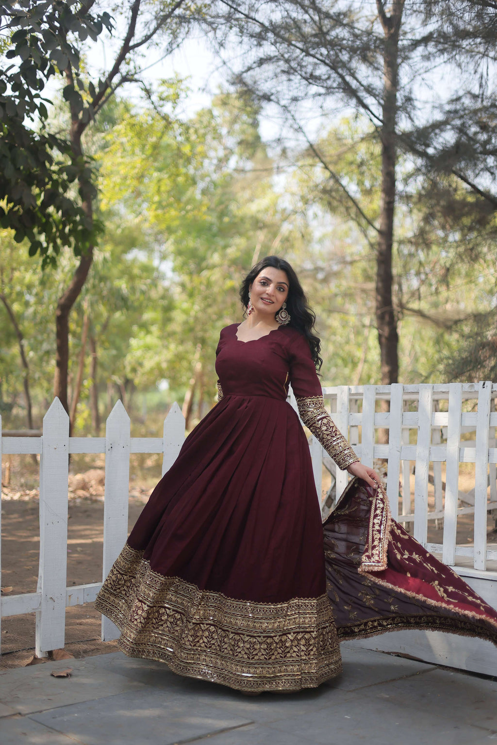 Yash Enterprise Dark Maroon Vichitra Shimmer With Rich Sequins Embroidered Work Party Wear Suit Set Stitched | Grocsy