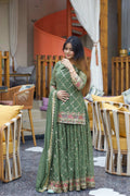 Yash Enterprise Green Georgette Embroidery Party Wear Suit Set | Grocsy