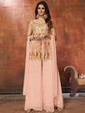 Myra Peach Georgette Embroidered Designer Suit | Grocsy