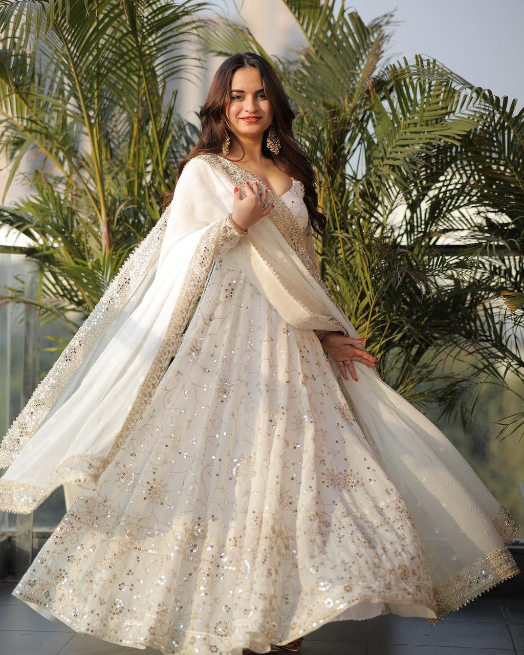 Yash Enterprise White Sequence Work Party Wear Suit Set | Grocsy