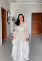 Yash Enterprise White Faux Blooming Party Wear Embrodery Suit Set | Grocsy