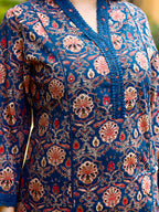 Hand Embroidered & Floral Printed Lace Detailed Kurta With Printed Pant & Dupatta Premium Luxury, Multicolor - Hiral Fashion | Grocsy