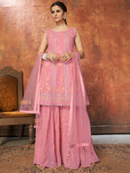 Myra Pink Georgette Embroidered Designer Suit | Grocsy