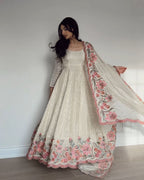 Yash Enterprise Off White Vichitra Silk Embroidery Party Wear Suit | Grocsy