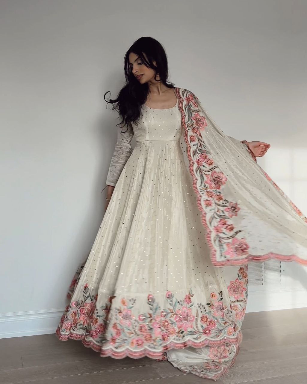Yash Enterprise Off White Vichitra Silk Embroidery Party Wear Suit | Grocsy