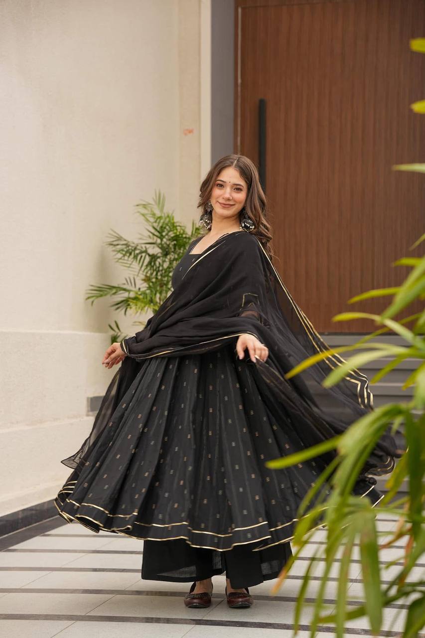 Yash Enterprise Black Maslin Fabric Digital Print Work Suit Set | Grocsy