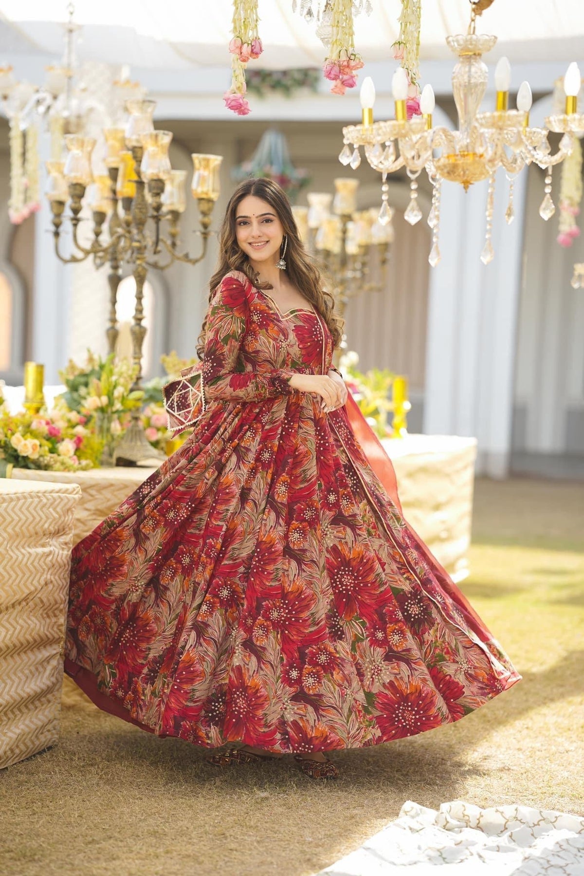 Yash Enterprise Multicolor Georgette Salwar Suit Floral Printed And Sequin Embroidery | Grocsy