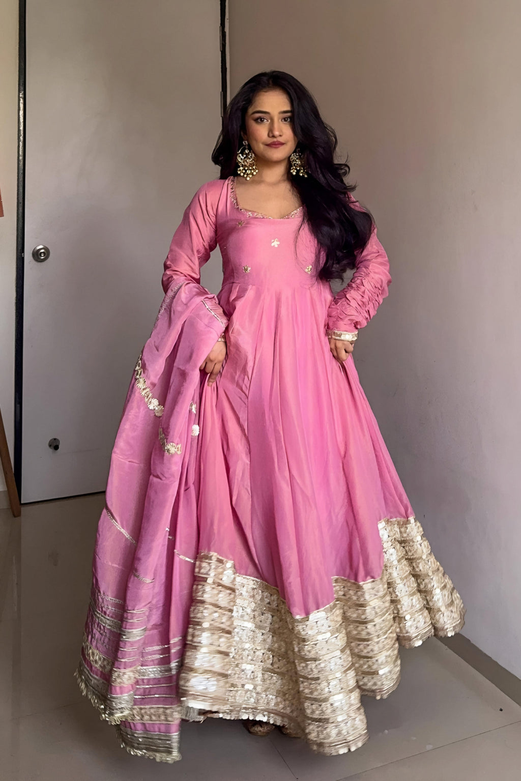 Yash Enterprise Pink Vichitra Silk Embroidery Suit Set | Grocsy