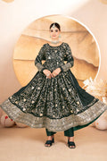Yash Enterprise Dark Green Star Georgette Embroidered Suit Set | Grocsy