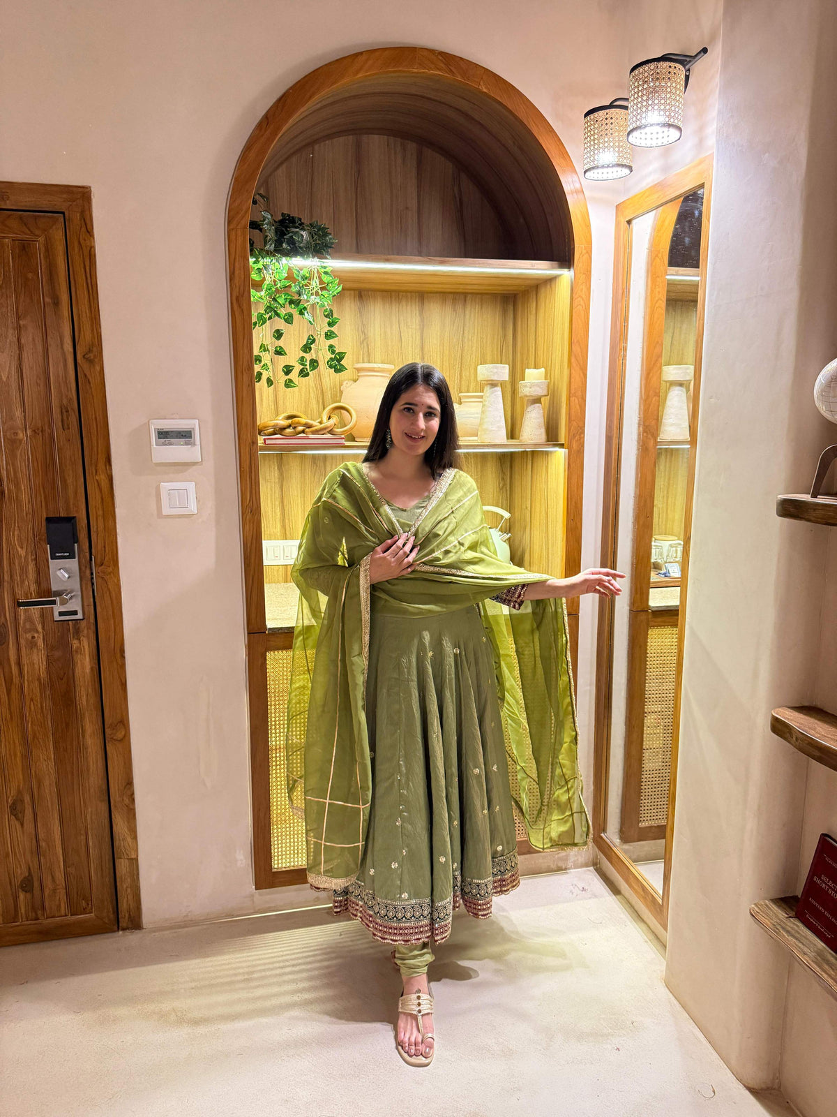Yash Enterprise Green Vichitra Silk Party Wear Embroidery Suit Set | Grocsy