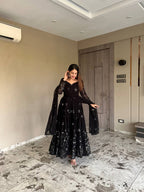 Yash Enterprise Black Georgette Anarkali Suit In New Fancy Style | Grocsy