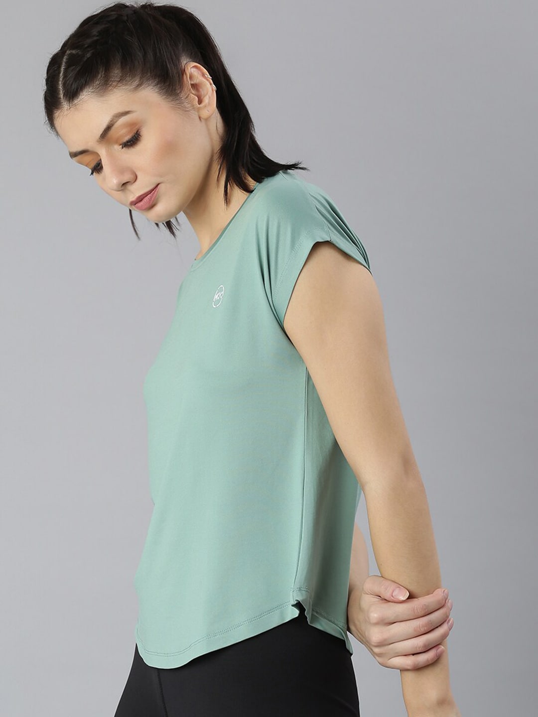MKH Women Green Extended Sleeves Dri-FIT Sports T-shirt | Grocsy