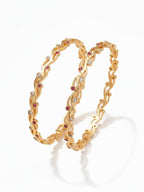 NVR Women Set of 2 Gold Plated CZ Stone Bangle | Grocsy