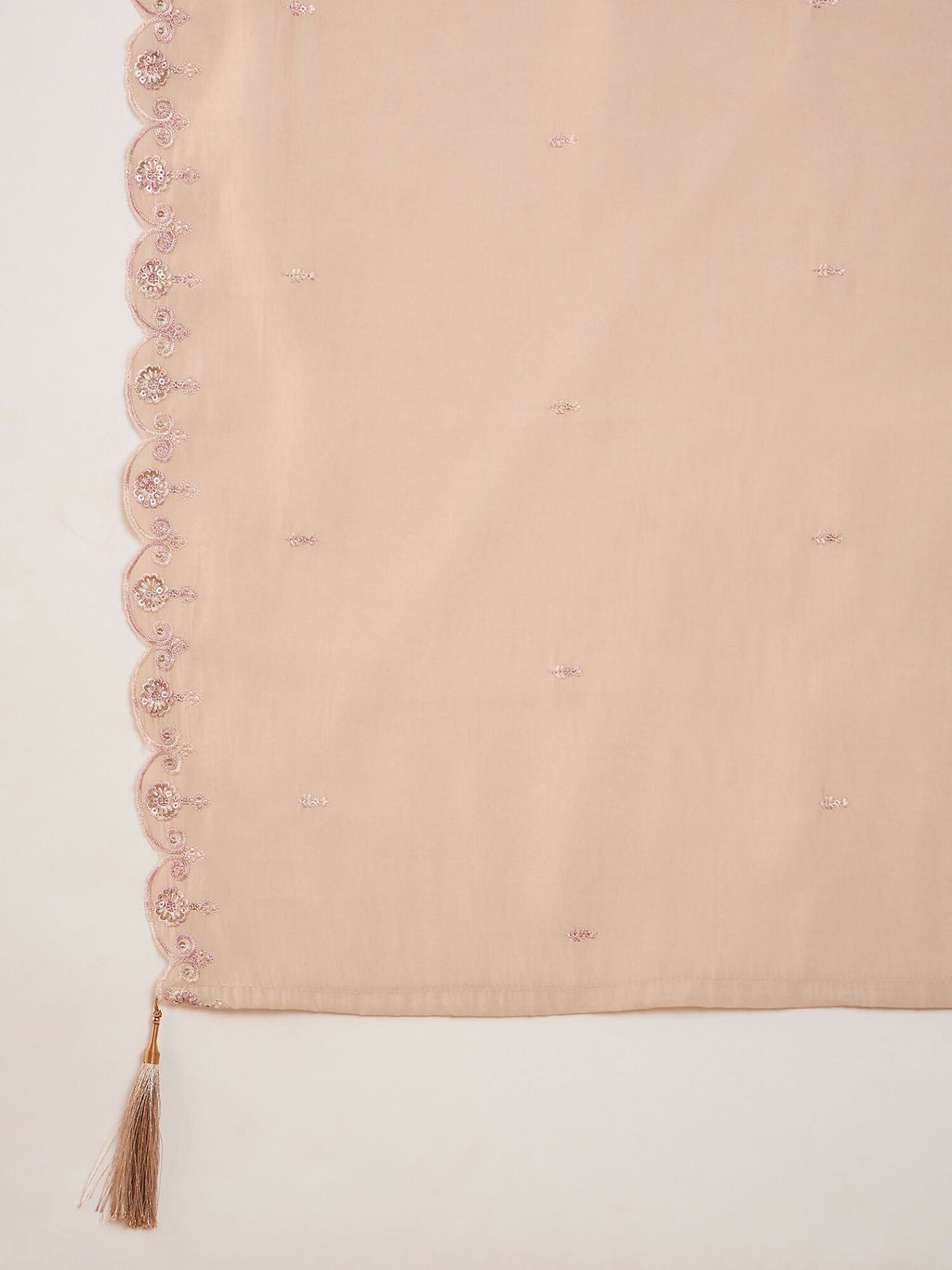 The52 Women's Beautiful Embroidery Work Silk Fabric Straight Kurta Palazzo and Dupatta Set-Beige | Grocsy