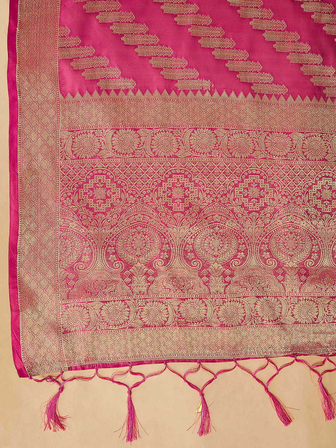 Sangria Ethnic Motifs Woven Design Organza Saree | Grocsy