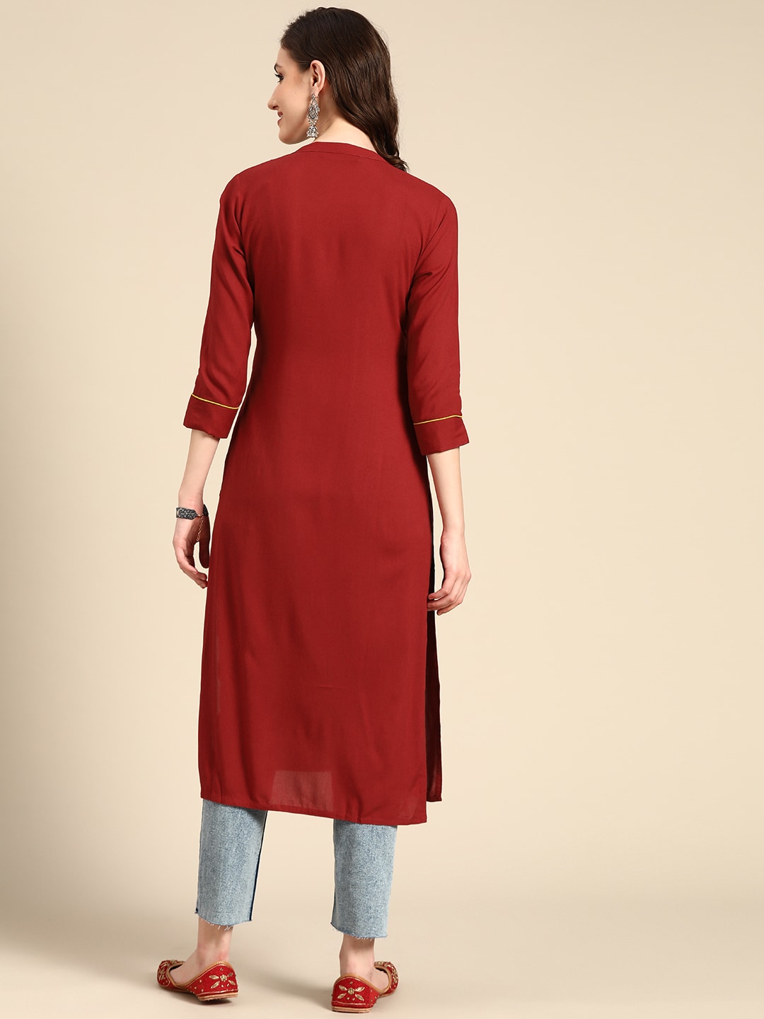 Sangria Women Maroon Kurta | Grocsy
