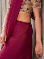 Tikhi Imli Woven Design Tasselled Satin Jacquard Ready to Wear Saree | Grocsy