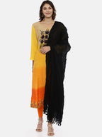 Souchii Black Solid Tasselled Cotton Dupatta | Grocsy
