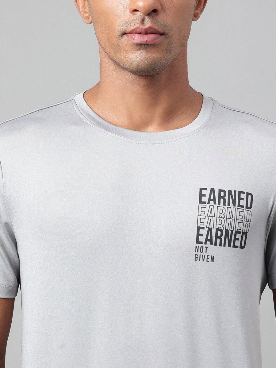 Alcis Typography Printed Anti-Static Dry Tech Slim Fit Sports T-shirt | Grocsy