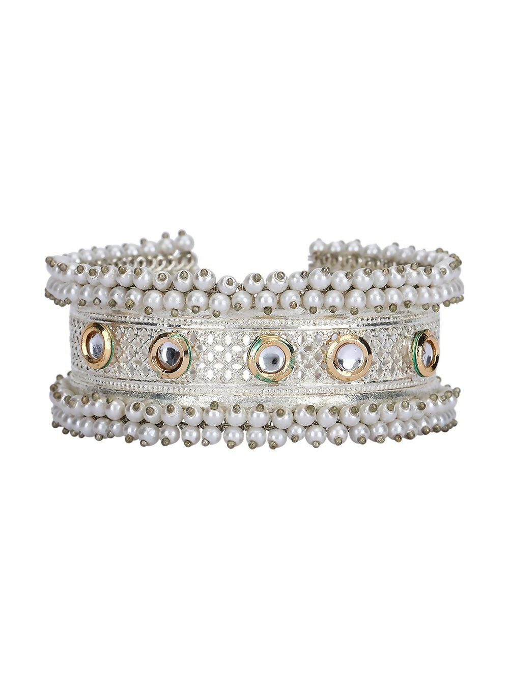 Joban Fashion Women White Beads Style Silver Tone Bangle | Grocsy