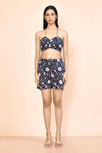 Navy Blue Platinum Creap Printed Co-Sets - Femella | Grocsy