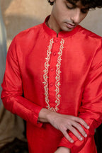 Falling Raw Silk Red Padma Gopala By Hilo Design | Grocsy