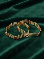 NVR Women Set of 2 Gold Plated Artificial Stone Bangle | Grocsy